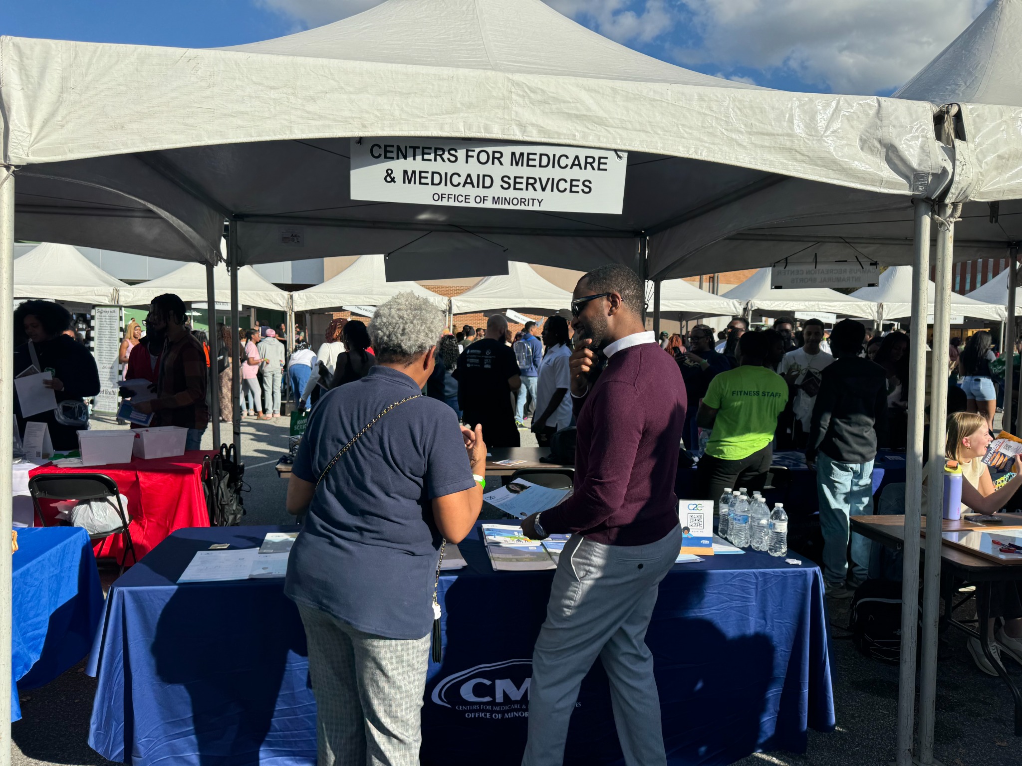 Community health outreach at a public health event