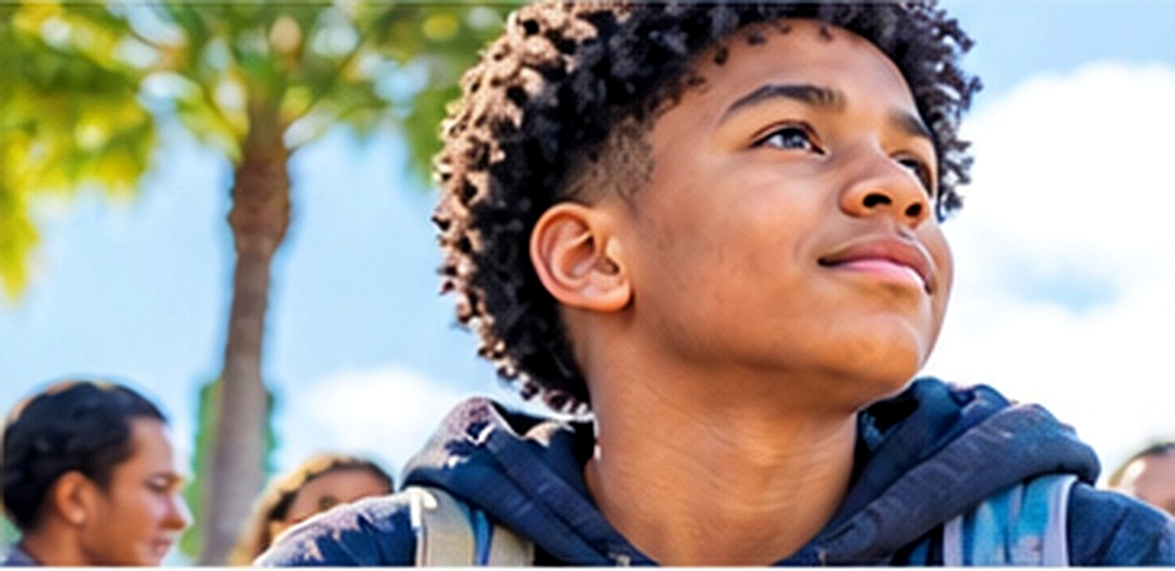 Black child looking upward with confidence and aspiration